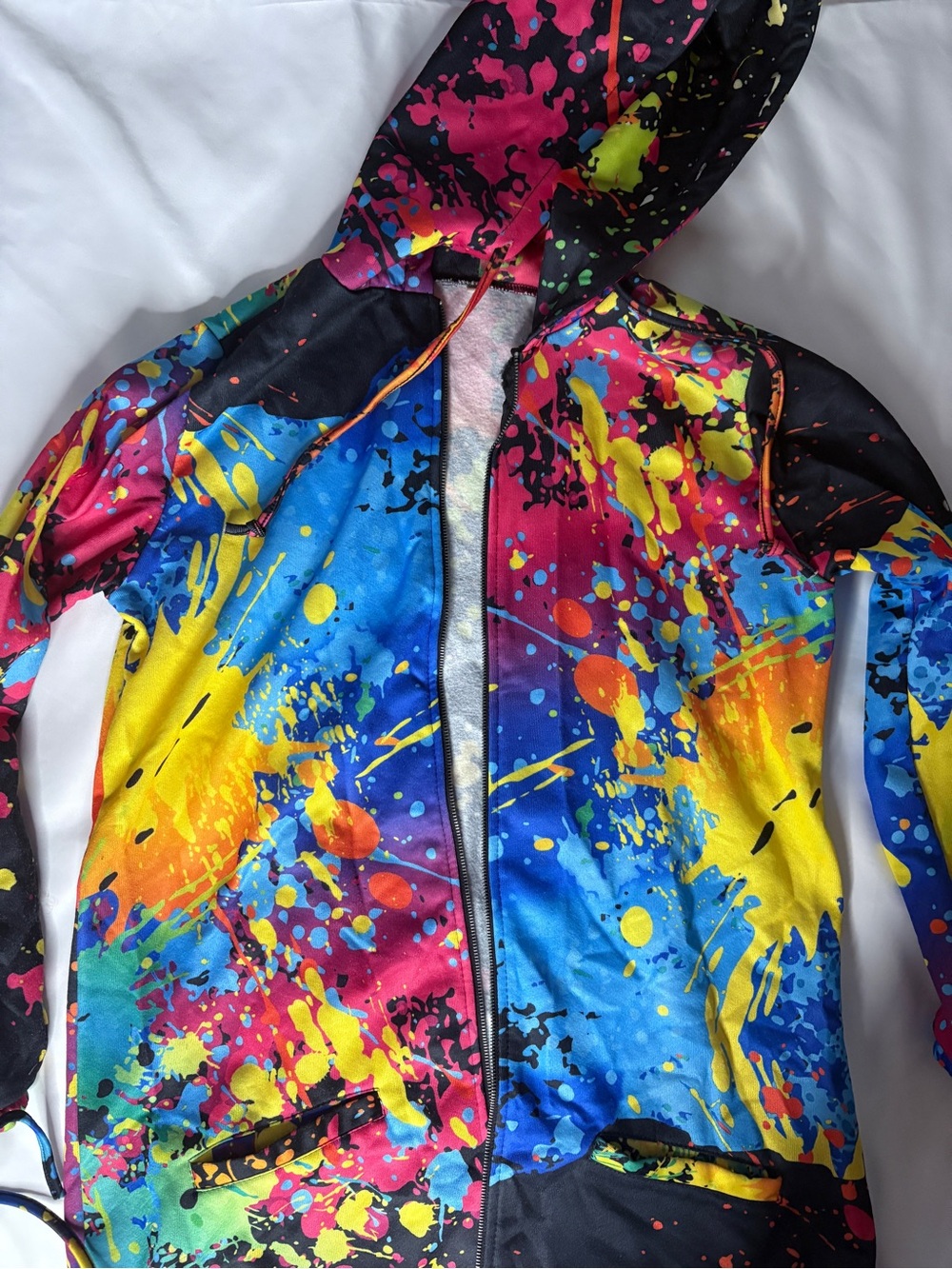 Multicolor Paint-Splash Hooded Jacket
